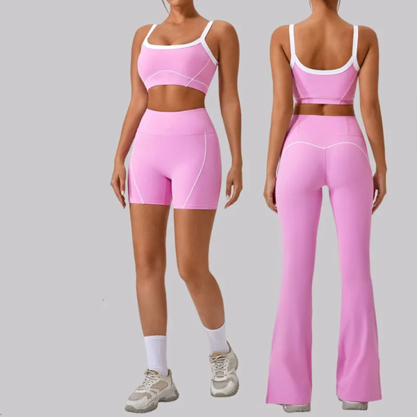 0512 Yoga Set Women Two Pieces bralette Gym Sports Tracksuits Bra Fitness Shorts Fared Pant Workout Sports Clothes

Rewritten:
Women's two-piece yoga set featuring a bralette and fared pant shorts for gym workouts and sports activities