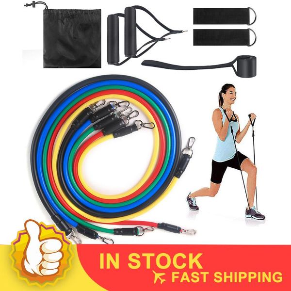 11-piece elastic resistance band set for fitness training and yoga workouts