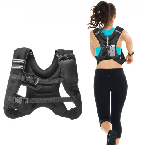12 lb adjustable weighted vest with reflective stripes for men and women, ideal for strength training workouts