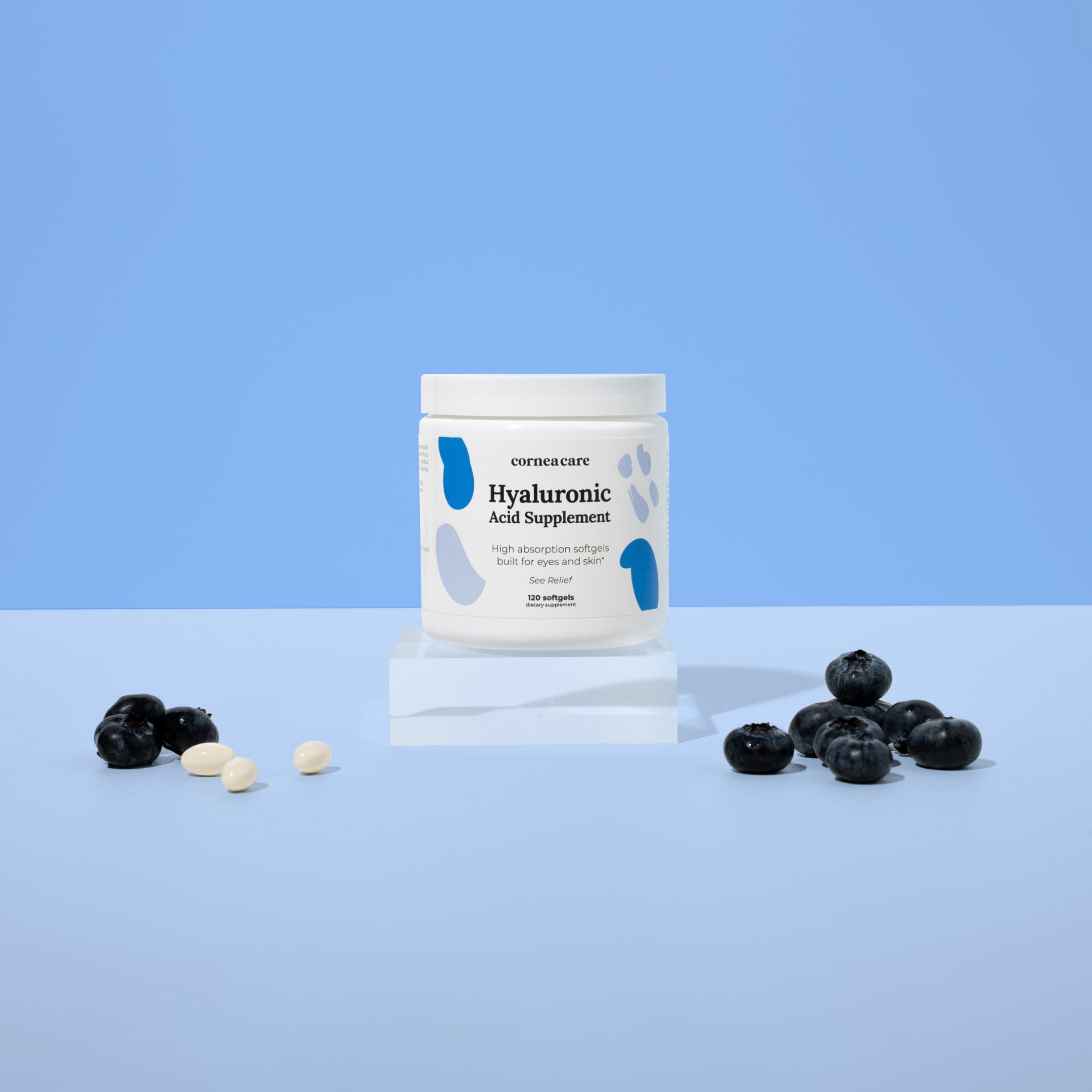 120 softgels of CorneaCare's hyaluronic acid eye supplement