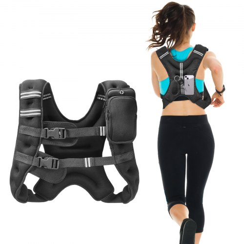 16 lbs adjustable weighted vest with reflective stripes for men and women, ideal for strength training workouts
