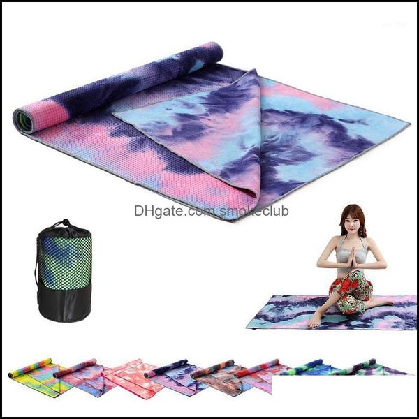 183x63cm quick-dry non-slip yoga towel with mesh bag for gym and pilates
