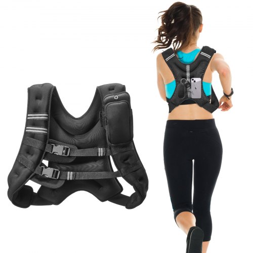20 lbs adjustable weighted vest with reflective stripes for men and women, ideal for strength training workouts