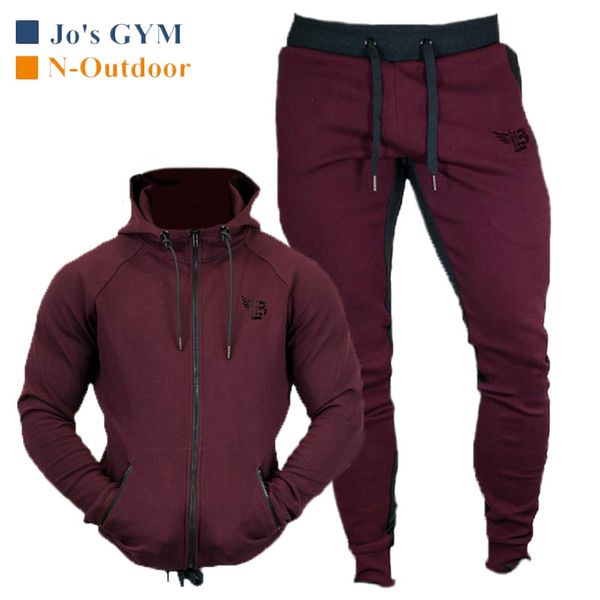 2019 New Autumn Winter Men's Thick Velvet Hoodie and Zipper Jacket Sports Suit