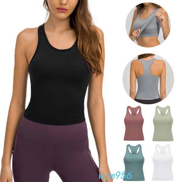 2024 Ebb to Street Women's Summer U-shaped No Steel Ring Built-in Chest Pad Sports Bra for Women Gym Sleeveless Fiess Yoga Fashion Tank