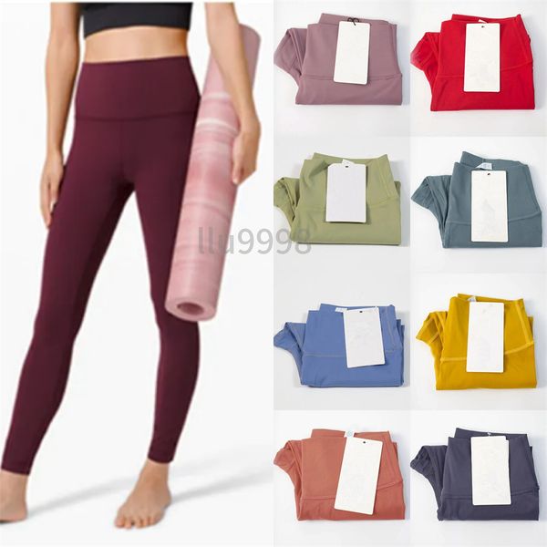 2024 Women's Solid Color High-Waist Yoga Pants - Stretchy Fitness Tights for Sports and Outdoor Activities