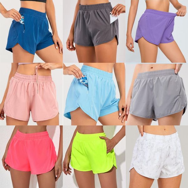 2024 Women's Yoga Outfits High Waist Shorts Exercise Short Pants Fitness Wear Girls Running Elastic Adult Pants Sportswear Lined Drawstring
