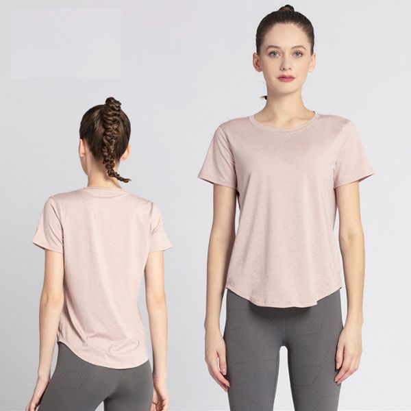 2024 Women's Yoga Short Sleeve Loose Nude T-shirt Quick Drying Breathable Sweatshirt Running Training Yoga Top Casual Top Slim Fit Swea