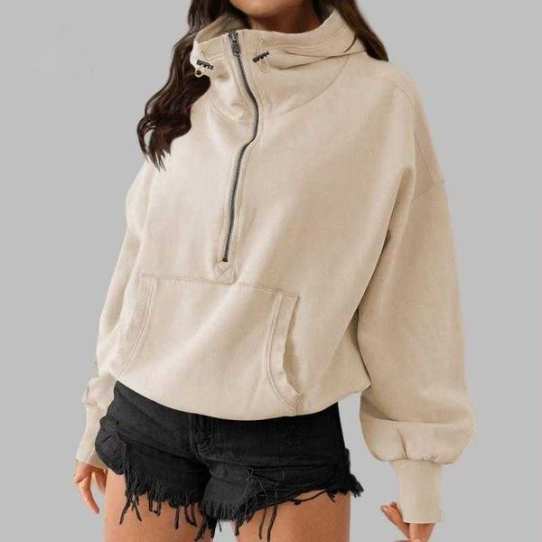 2025 new women's hooded yoga sweater with zipper and drawstring for autumn outdoor sports