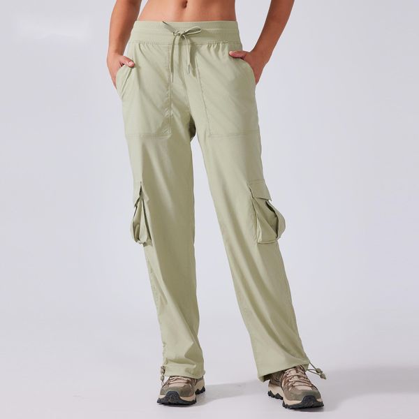 2025 Women's Cargo Yoga Pants - Loose Fit Mid-Rise Workout Trousers with Drawstring for Gym, Running & Casual Wear