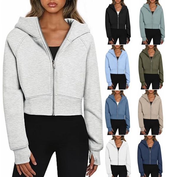 2025 Women's Fleece Hoodie - Thickened Yoga Jacket with Full Zipper, Sporty Loose Hooded Sweatshirt Coat