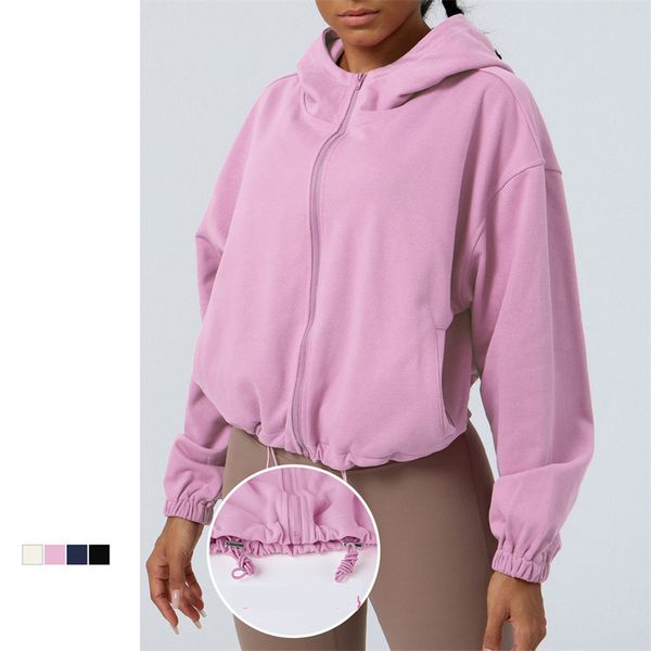2025 Women's Fleece Zip Jacket with Stand Collar, Long Sleeve Patchwork Design for Autumn, Loose Fit Shirring Zipper Coat for Warmth