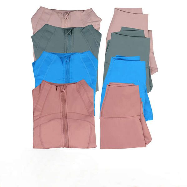 2-piece yoga set for women featuring pink jacket and align leggings, quick-dry activewear for fitness and workouts