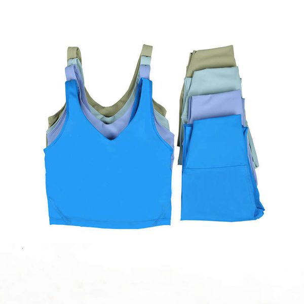 2-piece yoga set with U-shape sports bra and high-waist leggings for comfortable gym workouts