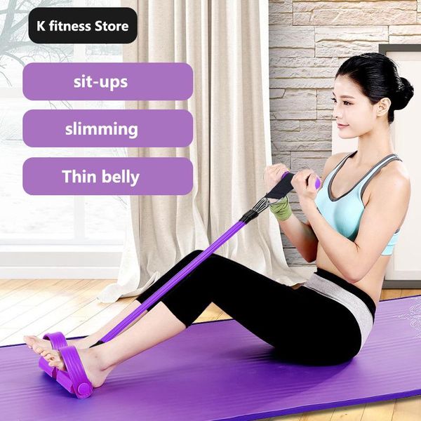 4-tube sit-up pedal exerciser with elastic resistance bands for home gym workouts