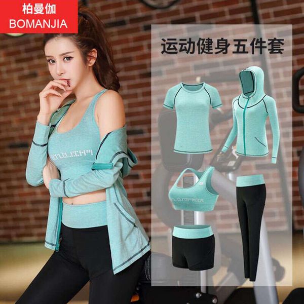 5-piece yoga set for women: bra, T-shirt, coat, shorts, and pants for gym workouts and jogging