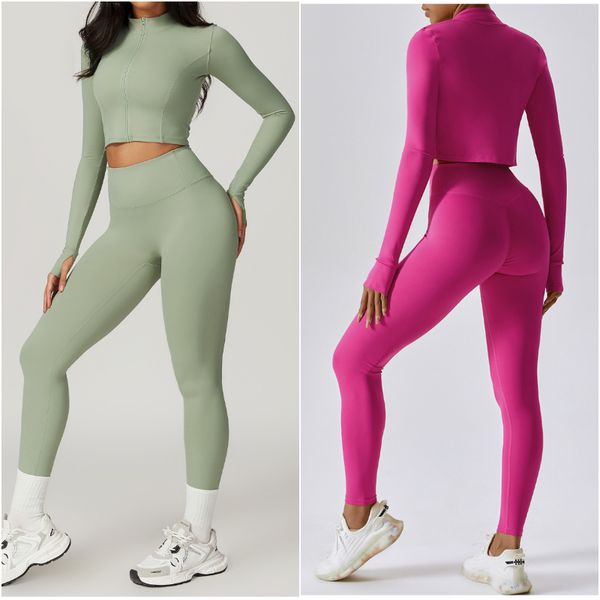 8047 Women's 3-Piece Yoga Set: Vest, Pants & Jacket for Fitness, Running & Workouts with Elastic High Waist
