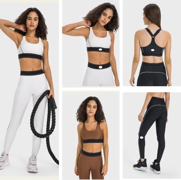 A10 Adjustable Shoulder Strap Sports Bra Elastic Waist Training Yoga Pants Women Activewear Set