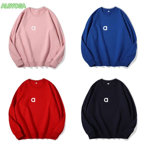 A27 Solid Color Round Neck Wool Sweatshirt for Men and Women, Casual Long-Sleeve Pullover Yoga Top