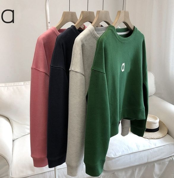 A28 Women's Round Neck Sweatshirt - Loose Fit Pullover with Short Slim Casual Long Sleeve Design