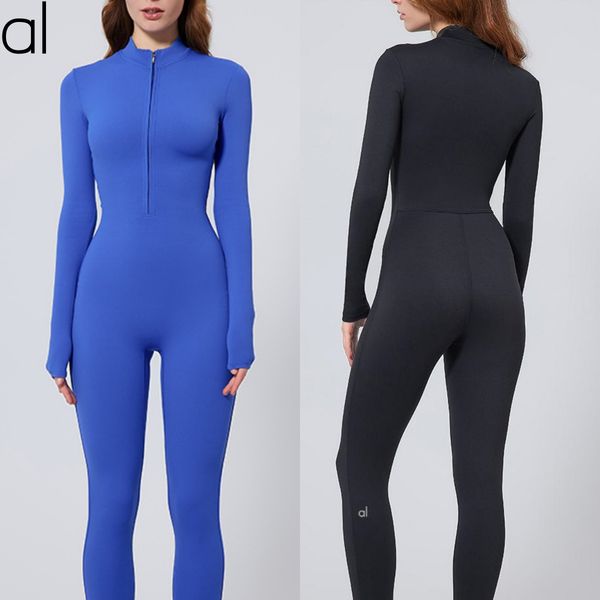 A296 Women's Long Sleeve Yoga Jumpsuit - High-Intensity Zippered Sports Bodysuit for Women
