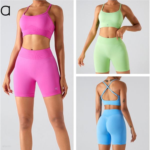 A319 Seamless Back Bra and Shorts Set for Women - Shockproof Yoga and Fitness Wear for Running with Quick-Dry Feature