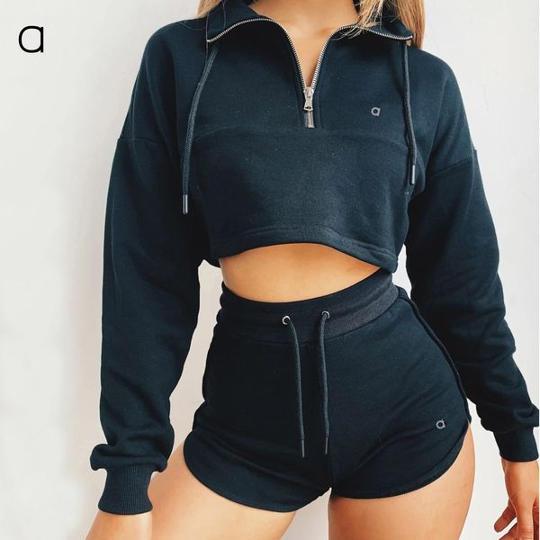 A366 Women's Semi-zipper Top Sports Coat Fashion Casual Shorts Suit Fitness Set

(Note: Since the original string is a product name/title consisting of multiple descriptive words but functioning as...