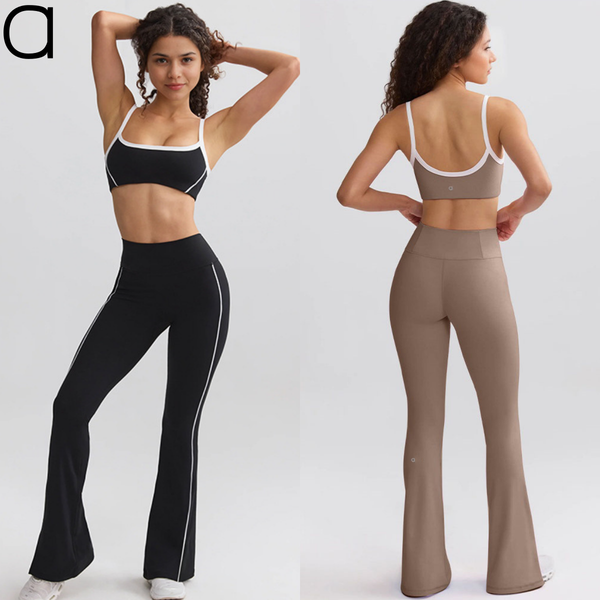 A389 Sports Underwear Set: Shockproof Bra with Slim Straps & Yoga Pants for Fitness and Running