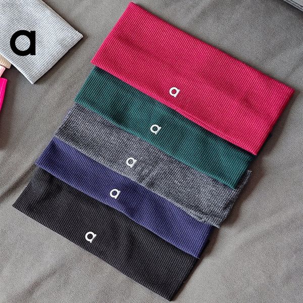 A494 Yoga Hair Bands Solid Color Wide Headbands Outdoor Sports Elastic Anti-slip Antiperspirant Knitted Hair Bands
