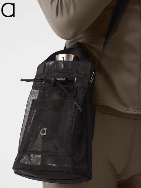 A522 Unisex Crossbody Bucket Bag in black, a casual tote for outdoor shopping with transparent storage