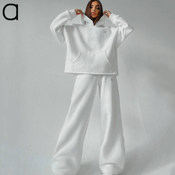 A580 Women's Yoga Hoodie and Pants Set - Perfect Gym Outfit for Autumn/Winter with Hooded Pocket Sweatshirt