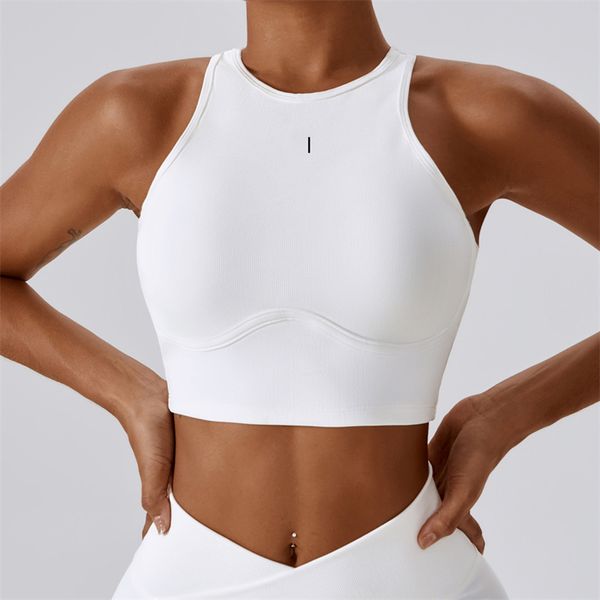 A8333 Women's bralette yoga bra tank with crew neck, designed for fitness as skin-friendly lingerie, featuring quick-dry fabric in a close-fitting vest top style