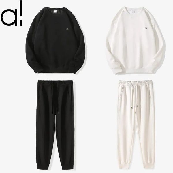 A970 Yoga Set Laidback Sweatshirts+ Jogger Sweatpants Fitness Sports Crew Neck Pullover Lantern Pants with Drawcords Unisex Studio-to-street