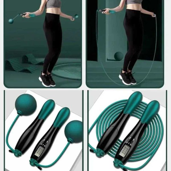 Adjustable jump rope with weighted ball for fitness workouts and gym training at home or sports activities