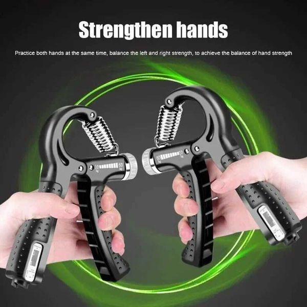 Adjustable R-type grip strength device for forearm training, measuring hand grip from 5-60kg, ideal for fitness and muscle workouts