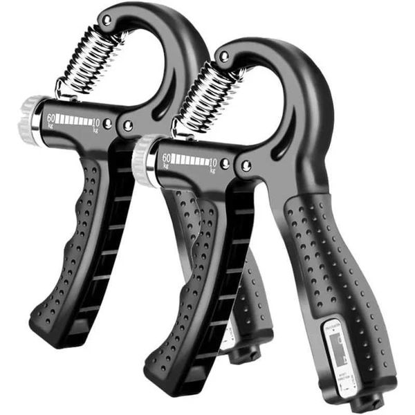 Adjustable R-type handle for forearm muscle training, finger strength rehab, and counting from 10 to 135 lbs