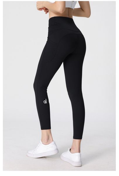 AL Women's Yoga Leggings with Pockets - High Waist Tummy Control Workout Pants for Fitness and Push Up Effect 9057