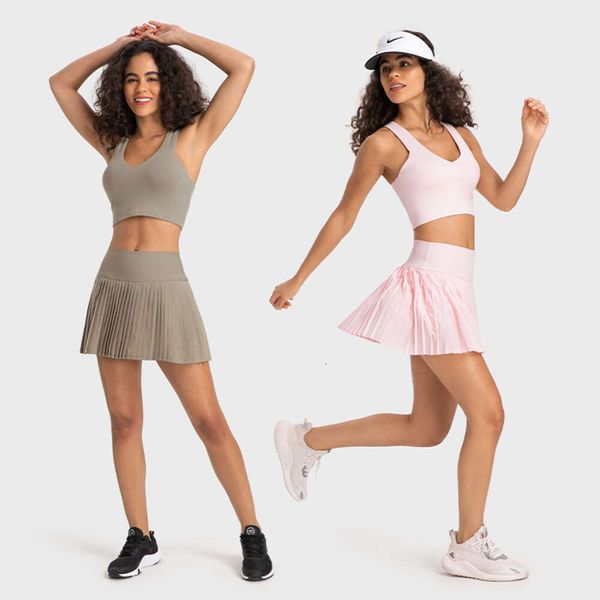 AL YOGA 2024 Spring Summer Tennis Suit with High Waist, Pocketed Sports Shorts, Quick-Dry Golf Pleated Skirt
