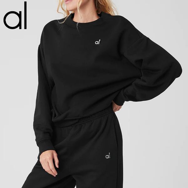 AL Yoga Sweatshirts Soho Crew Neck Pullover Silver 3D on Chest Relaxed-Fit Sweatwear Unisex Studio-to-street SweatTops Jogger Outwear Jacket

Silver 3D graphic Soho crewneck sweatshirt - relaxed un...