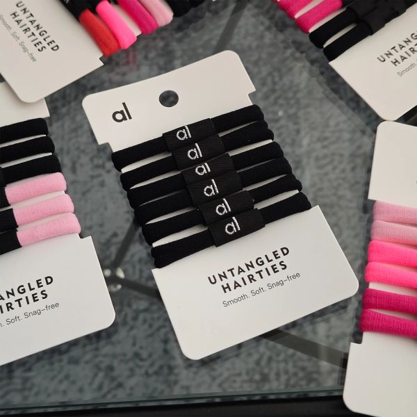 AL YOGA UNTANGLED HAIR TIE 6 Pcs Hair Rope Black Headband Bands for Women No Damage Stretchy Ponytail Holders for Braids