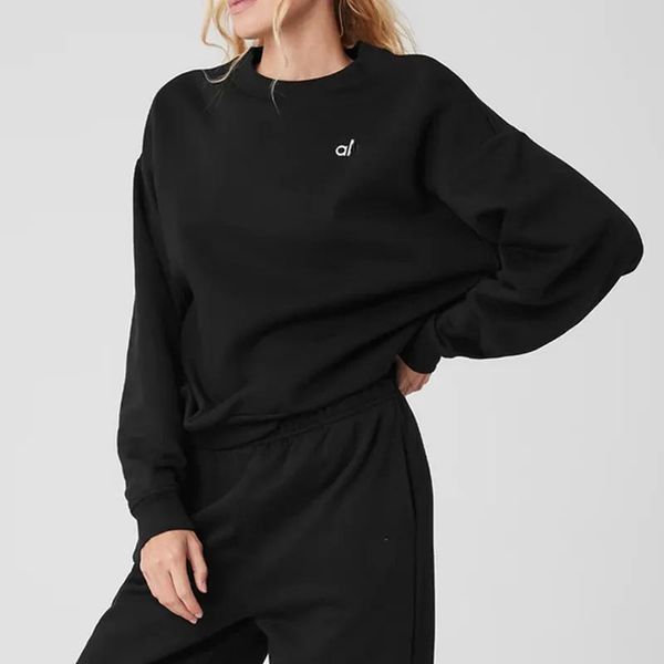 A-L-004 Oversized Crew Long Sleeve Fitness Yoga Sweatshirt Top for women's winter workout outfits and yoga tops