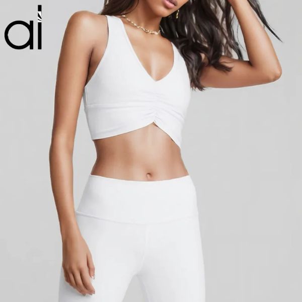 AL08 Yoga Suits with Sports Bras, Top and Leggings featuring Front Ruching, Wild Things Bra, Sweatpants with Elastic Waist, Tight T-Line Nude Pants, Breathable Soft Gym and Streetwear