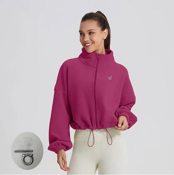 AL-198 3D Siery Hoodies Yoga Sweatshirt Outdoor Ollie veet Thicken Sweaters Gym Clothes Women Tops Workout Fiess Jackets