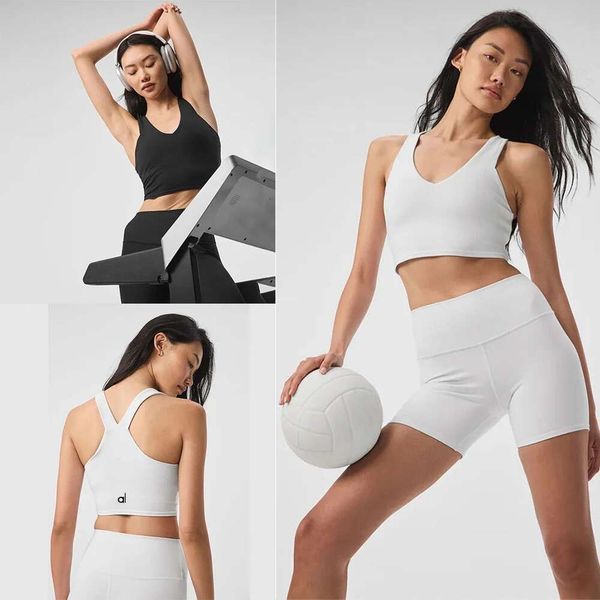 Al201 Women's Fitness Sports Set: Airbrushed Real Bra Tank, Slim Fit V-neck with Wide Shoulder Straps, Shock-Absorbing Vest, and Yoga Skirts