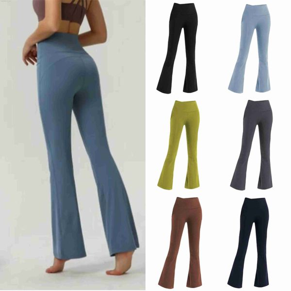 Align Women Yoga Pants in solid nude color for sports with waist shaping, loose jogging fit, and nine-point flared design