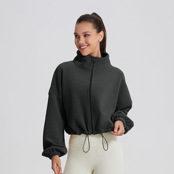 Alosweats Women's 3D Silver Logo Hoodie - Velvet Thickened Yoga Sweatshirt for Gym & Outdoor Workouts