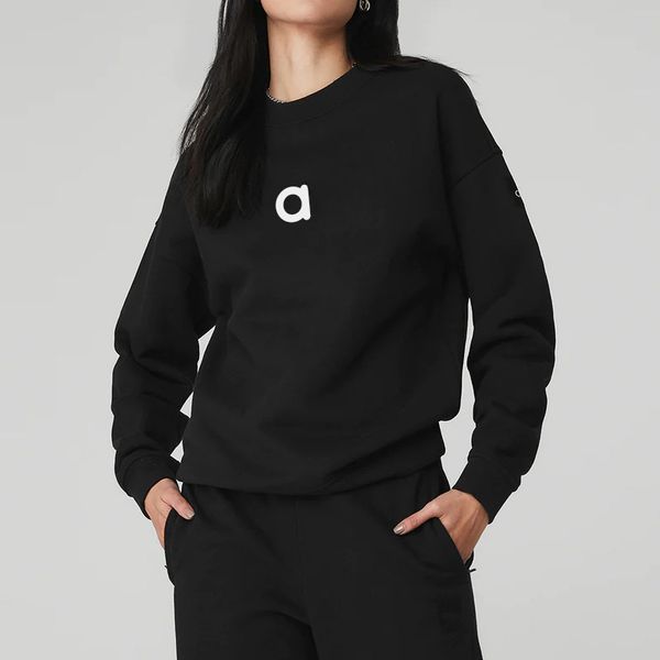 AL-Yoga SOHO Crew Neck Pullover Oversized Sweatshirts Autumn/Winter Warm Sweater Thickened Loose warm-up Sweatwear Unisex Casual Top Fashion