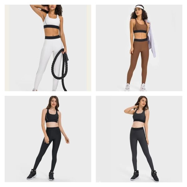 AO-22 Adjustable Shoulder Strap Sports Bra with Elastic Waist Yoga Pants - Women's Activewear Set