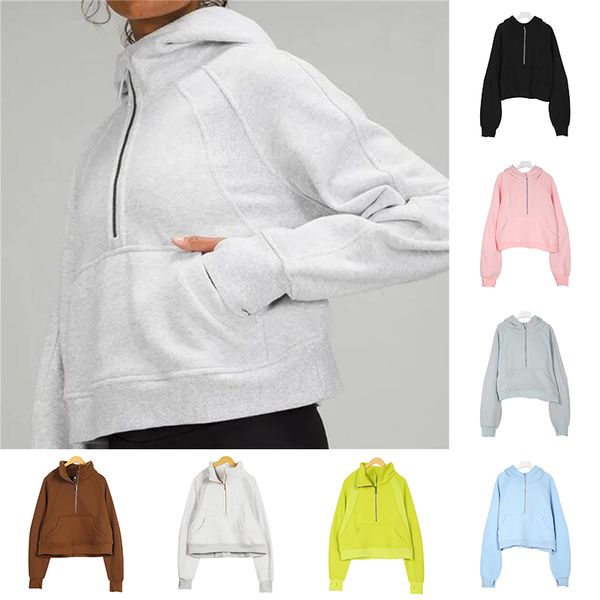 Autumn and winter yoga hoodie Scuba womens Plus Velvet Thickening jackets hoodys sports half zipper terry designer sweater chothing loose sh

Rewritten:
Womens plus-size velvet-lined scuba hoodie for yoga, featuring a half-zip design, terry interior, and loose fit for autumn and winter sports