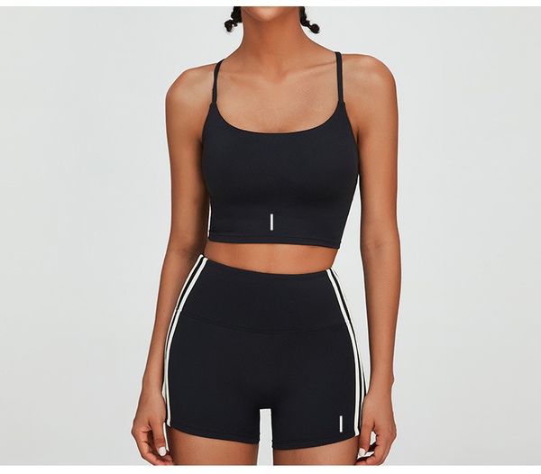 Bra Yoga A0131 Women's Shorts Set - Comfortable Fitness Tank Vest, Skin-Friendly Workout Gear with Breathable Lift Hips Hotty Top for Female Tracksuit Suit